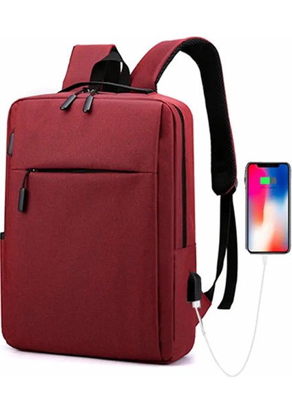Dizüstü Bilgisayar Sırt Çantası Seyahat Çok Fonksiyonlu Büyük Kapasiteli Erkek USB Şarj Bilgisayar Okulu Sırt Çantaları Oxford Su Geçirmez Çanta Erkekler Için Renk: Bordo/boyut: 16 Inç (Yurt Dışından)