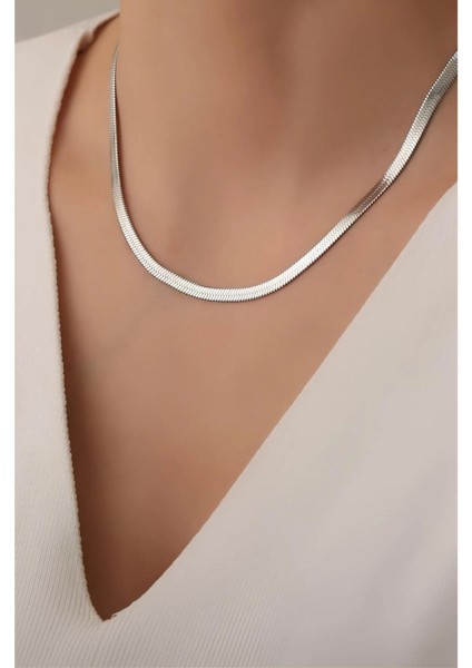 Steel Hasır Yassı Italyan Zincir Paslanmaz Çelik Kolye modelleri