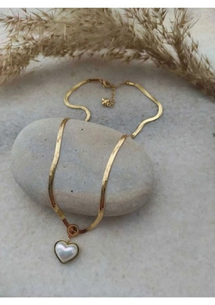 Aşk Incili Kalp Çerçeveli Çelik 14 Şubat Sevgiliye Özel Hediye Kutulu Kolye