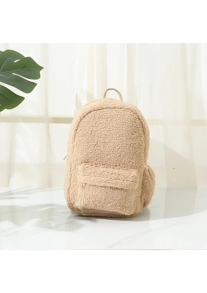 Yeni Varış Kuzu Yün Sırt Çantası Erkek Kızlar Için Kişiselleştirilmiş Işlemeli Adı Peluş Çocukların Açık Sırt Çantası Özel Okul Çantaları Renk: Khaki/boyut: Kişiselleştirilmiş Ad (Yurt Dışından)