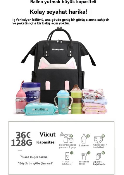 Gündelik Sevimli Kedi Kulaklı Anne Çanta Sırt Çantası Çok Fonksiyonlu Büyük Kapasiteli Omuz Bebek Çantası (Yurt Dışından) indirimleri