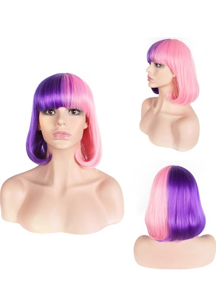 Cos Anime Shuangpin Mor Pembe Renkli Bayan Peruk (Yurt Dışından) modelleri