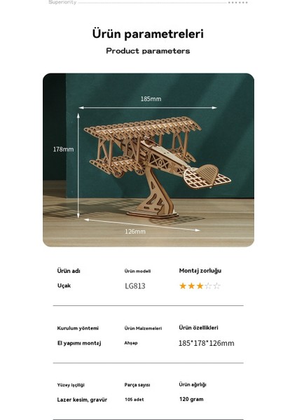 Uçak 3D Üç Boyutlu Yapboz Ahşap Bulmaca Kolaj Oyuncak (Yurt Dışından) fırsatları