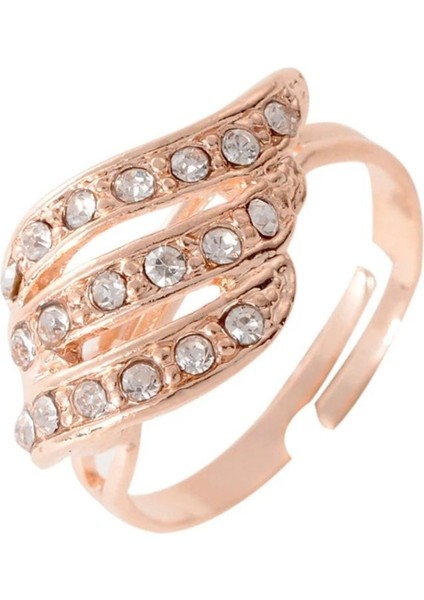 Amore Kristal Taşlı Kolye Küpe Yüzük Gelin Düğün Hediye Moda Rose Takı Seti