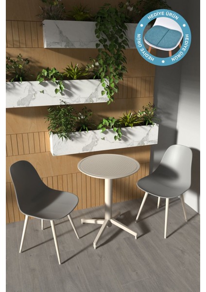 Tilia Plastik Bahçe Balkon Bistro Seti Katlanır Masa 60*60 cm