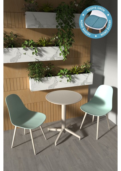 Tilia Plastik Bahçe Balkon Bistro Seti Katlanır Masa 60*60 cm