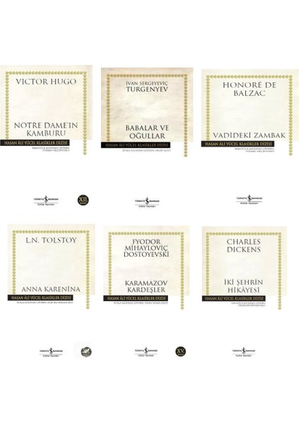 Notre Dame In Kamburu + Babalar ve Ogullar +Vadideki Zambak + Anna Karenina + Karamazon Kardesler + Iki Sehrin Hikayesi= 6 Set