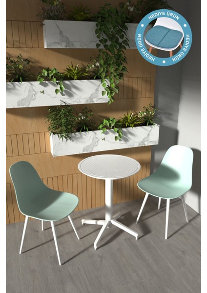 Tilia Plastik Bahçe Balkon Bistro Seti Katlanır Masa 60*60 cm