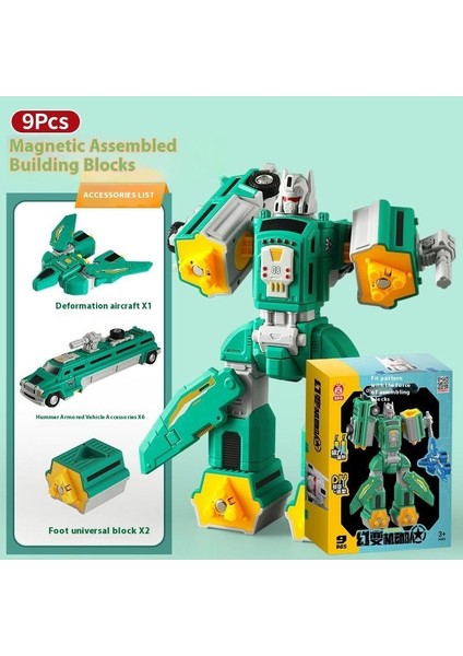 Erkek Çocuklar Için Manyetik Büyük Yapı Taşı Oyuncakları Eğitici Montaj Transformers Robotu (Yurt Dışından)