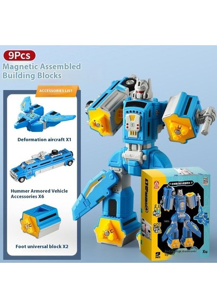Erkek Çocuklar Için Manyetik Büyük Yapı Taşı Oyuncakları Eğitici Montaj Transformers Robotu (Yurt Dışından)