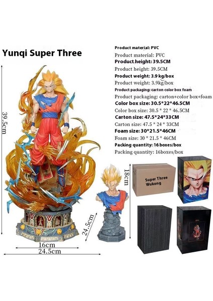 Dragon Ball Cloud Rising Super Three Goku El Kuklası Modeli Süs Heykeli Hediyesi (Yurt Dışından)