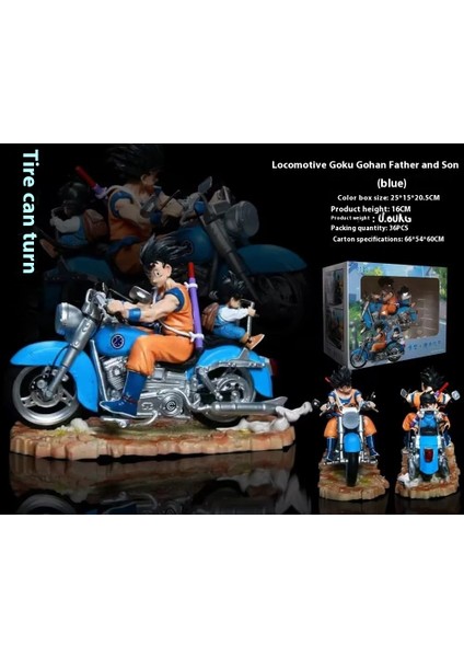 Seven Dragon Ball Goku Baba ve Oğul Motosiklet El Aleti Modeli Süs Heykeli Hediyesi (Yurt Dışından)