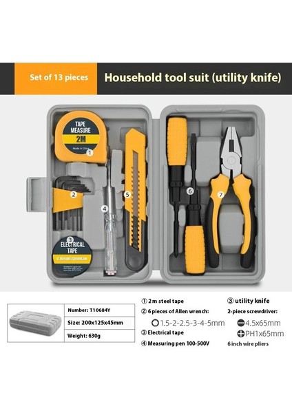 Çok Fonksiyonlu Ev Alet Kutusu Donanım Alet Kitabı Tornavida Şerit Metre Anahtar Manuel Bakım Aletleri (Yurt Dışından)