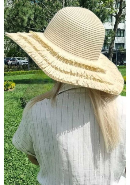 Kadın Bohem Tarzı Püsküllü Hasır Yazlık Plaj Şapkası