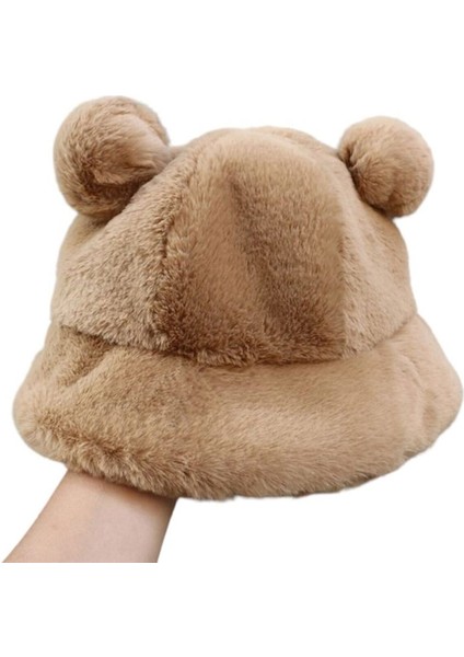 Kadın Sevimli Ayı Kulak Peluş Bucket Şapka fırsatları
