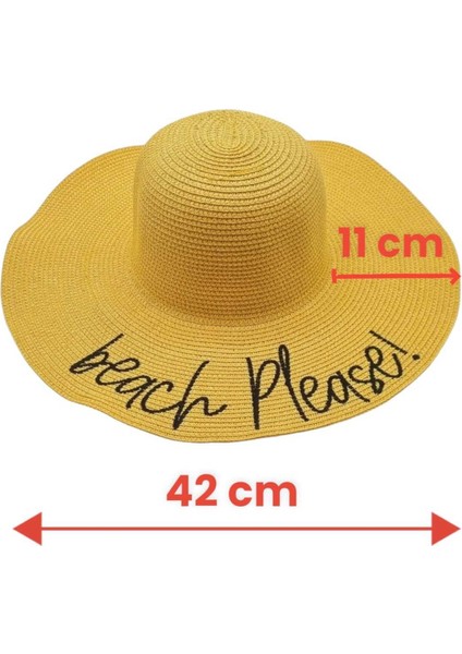 Kadın Beach Please Nakış Işlemeli Hasır Şapka fırsatları