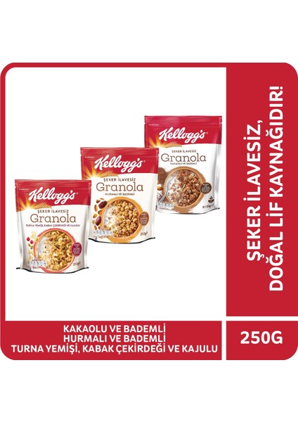 Granola Şeker Ilavesiz 3'lü Paket, T.yemişi, K.çekirdeği ve Kajulu&hurmalı ve Bademli&kakaolu ve Hurmalı fiyatları