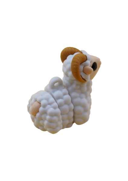 Beyaz Koç Figür - 3D Mini Koç Oyuncak