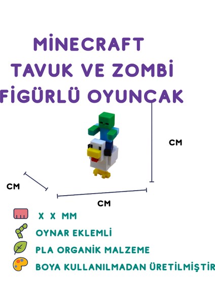 Minecraft Tavuk Zombi - Minecraft Temalı 3D Figür