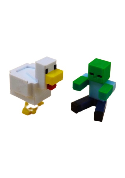Minecraft Tavuk Zombi - Minecraft Temalı 3D Figür