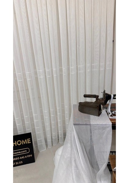 Nivemeshome Çizgili Kurşunlu Şantuk 1/3 Sık Pileli Tül Perde Apm modelleri