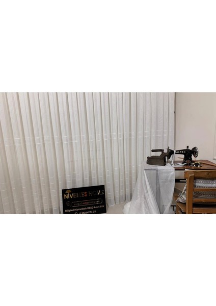 Nivemeshome Çizgili Kurşunlu Şantuk 1/3 Sık Pileli Tül Perde Apm fırsatları