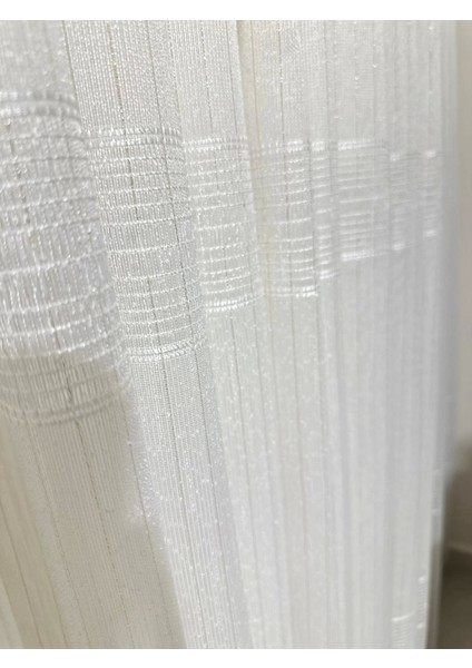 Nivemeshome Çizgili Kurşunlu Şantuk 1/3 Sık Pileli Tül Perde Apm