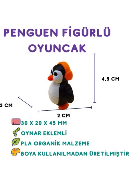 Kulaklıklı Penguen Figür - 3D Sevimli Karakter