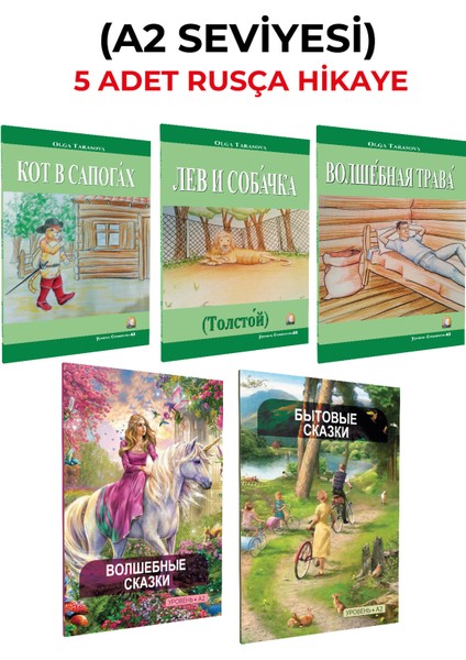 Rusça Hikaye Kitabı Seti A2 Seviyesi 5 Li Kitap Seti