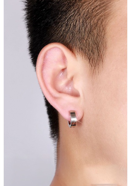 Çelik 4 mm Silver Halka Küpe EY21BY