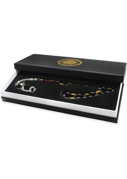 Ayyıldız Kararmaz Metal Püsküllü Arpa Kesim Bala-Siyah Ateş Kehribar Tesbih indirimleri