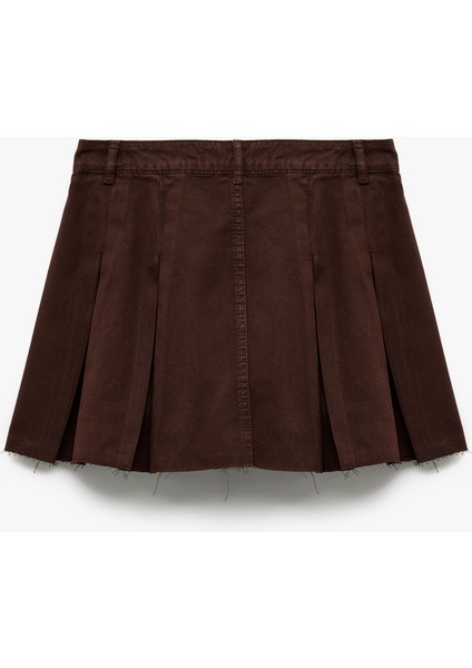 Pamuklu Kalın Pileli Düğmeli Mini Denim Etek fırsatları