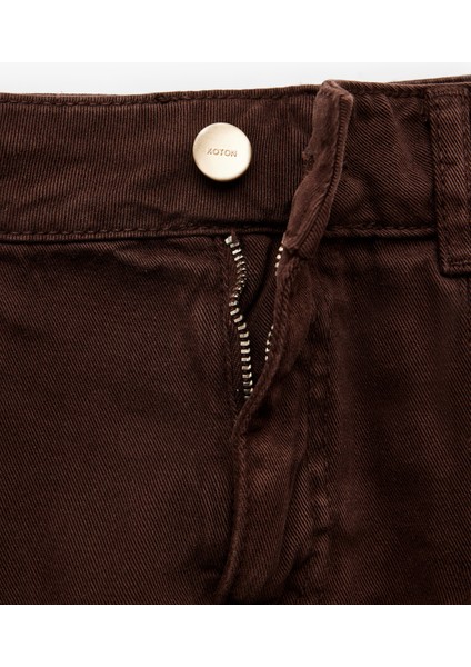 Pamuklu Kalın Pileli Düğmeli Mini Denim Etek