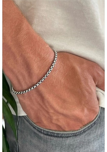 Örme Arnavut Zinciri Paslanmaz Kararmaz Gümüş Renk Çelik Hediye Şık Unisex Bileklik