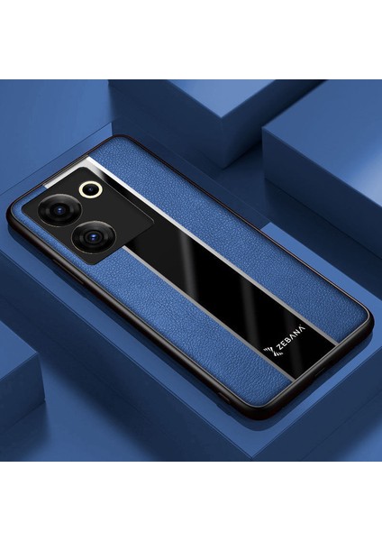 Tecno Camon 20 Pro 4g Uyumlu Kılıf Zebana Premium Deri Kılıf Mavi
