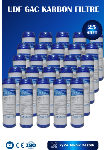 Açık Kasa Su Arıtma Cihazı 10'' Inch Udf Gac Karbon Filtre (25 ADET)