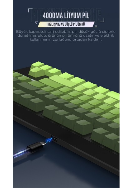 K88 Mekanik Oyun Klavyesi- 3 Modlu Hot Swap Rgb 400 Mah Batarya