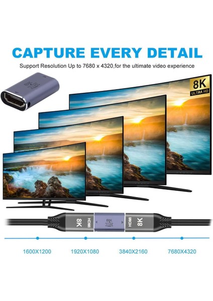 HDMI Dişiden Dişiye HDMI 2.1 Uzatma Dönüştürücü Adaptör 48Gbps 8K+4K Desteği Çevirici Dönüştürücü Adaptör fiyatları