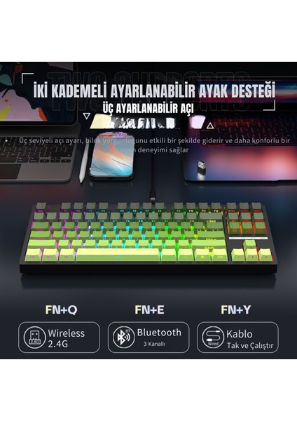 K88 Mekanik Oyun Klavyesi- 3 Modlu Hot Swap Rgb 4000 Mah Batarya