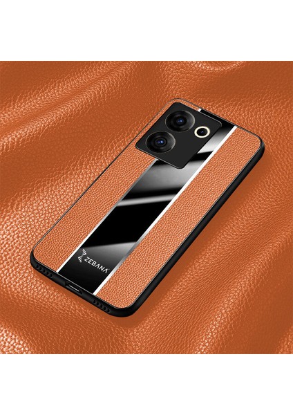 Tecno Camon 20 Pro 4g Uyumlu Kılıf Zebana Premium Deri Kılıf Kahverengi modelleri