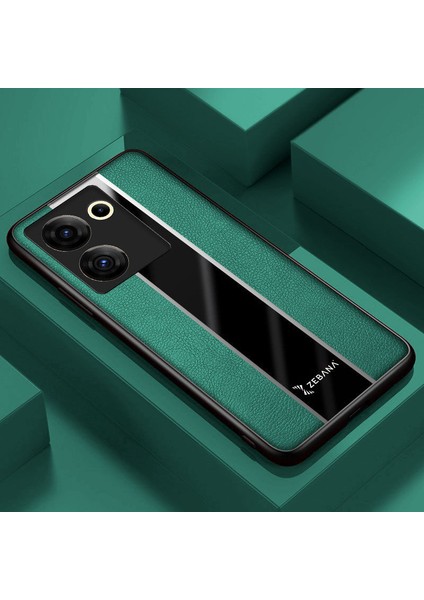 Tecno Camon 20 Pro 4g Uyumlu Kılıf Zebana Premium Deri Kılıf Yeşil