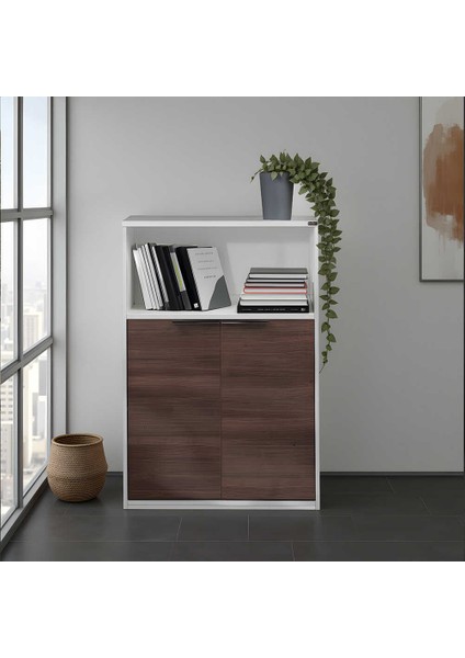 Adore Nkt 23 Nb 1 New York 3 Katlı 2 Kapaklı Kitaplık Noce Lake Beyaz 76X110X34 Cm