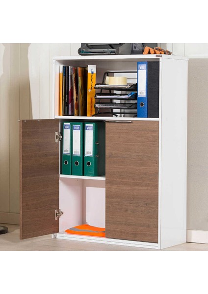 Adore Nkt 23 Nb 1 New York 3 Katlı 2 Kapaklı Kitaplık Noce Lake Beyaz 76X110X34 Cm fiyatları