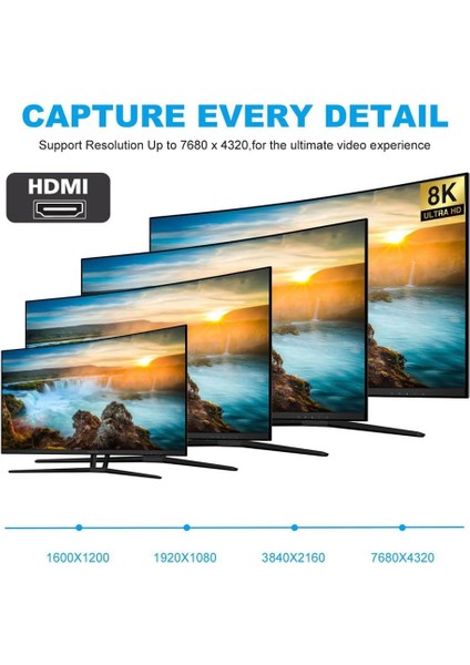 Erkek Çevirici Dönüştürücü Adaptör HDMI 8K Erkek - HDMI 2.1 Erkek UHD Uzatma Dönüştürücü Adaptör Desteği 8K 60hz HDTV modelleri