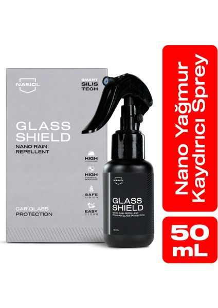 Glasshield Nano Yağmur Kaydırıcı-Cam Yüzey Seramik Kaplama Spreyi-2 Yıl Dayanım-50ml-Su İtici