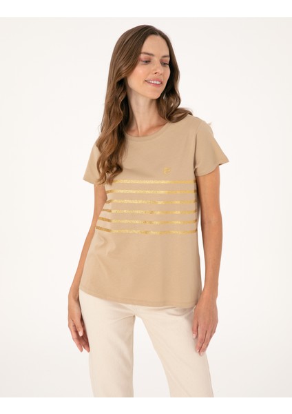Kadın Bej Regular Fit Tişört 50305768-VR011 modelleri