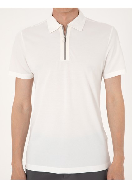 Erkek Ekru Slim Fit Tişört 50302623-VR019