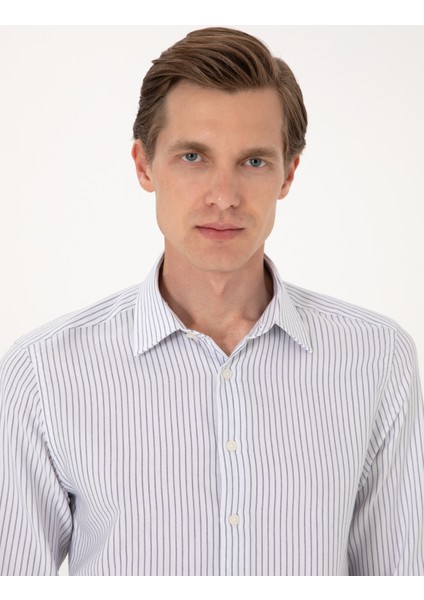 Erkek Mavi Slim Fit Uzun Kollu Gömlek 50307135-VR036