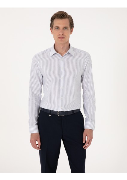 Erkek Mavi Slim Fit Uzun Kollu Gömlek 50307135-VR036