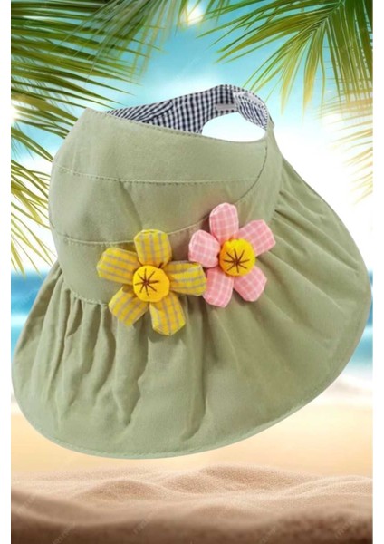 Kız Çocuk 4-10 Yaş Katlanabilir Güneş Koruyucu Yazlık Keten Vizör Şapka modelleri
